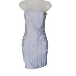 MISSGUIDED Bodycon Dress Womens SZ 4 Silver Strapless Padded Chest Stretch Lined